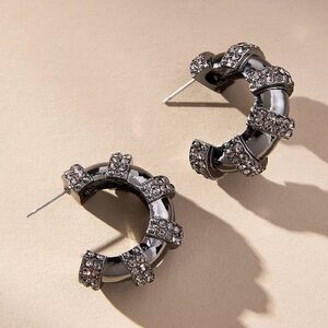 Anthropologie Crystal Hoops Small New With Tags